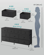 Wide Dresser with 10 Fabric Drawers