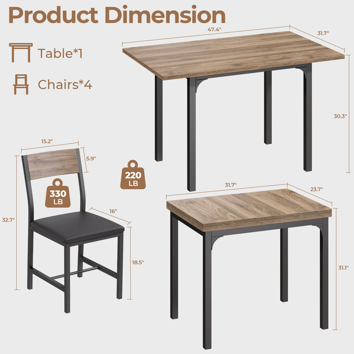 Dining Table Set for 4
