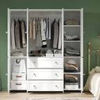 Wardrobe Closet with Drawers and Mirror