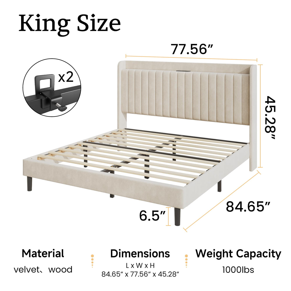 King Velvet Bed