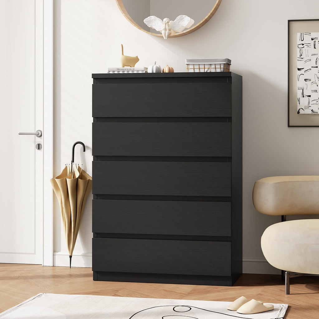 Black 5 Drawer Dresser