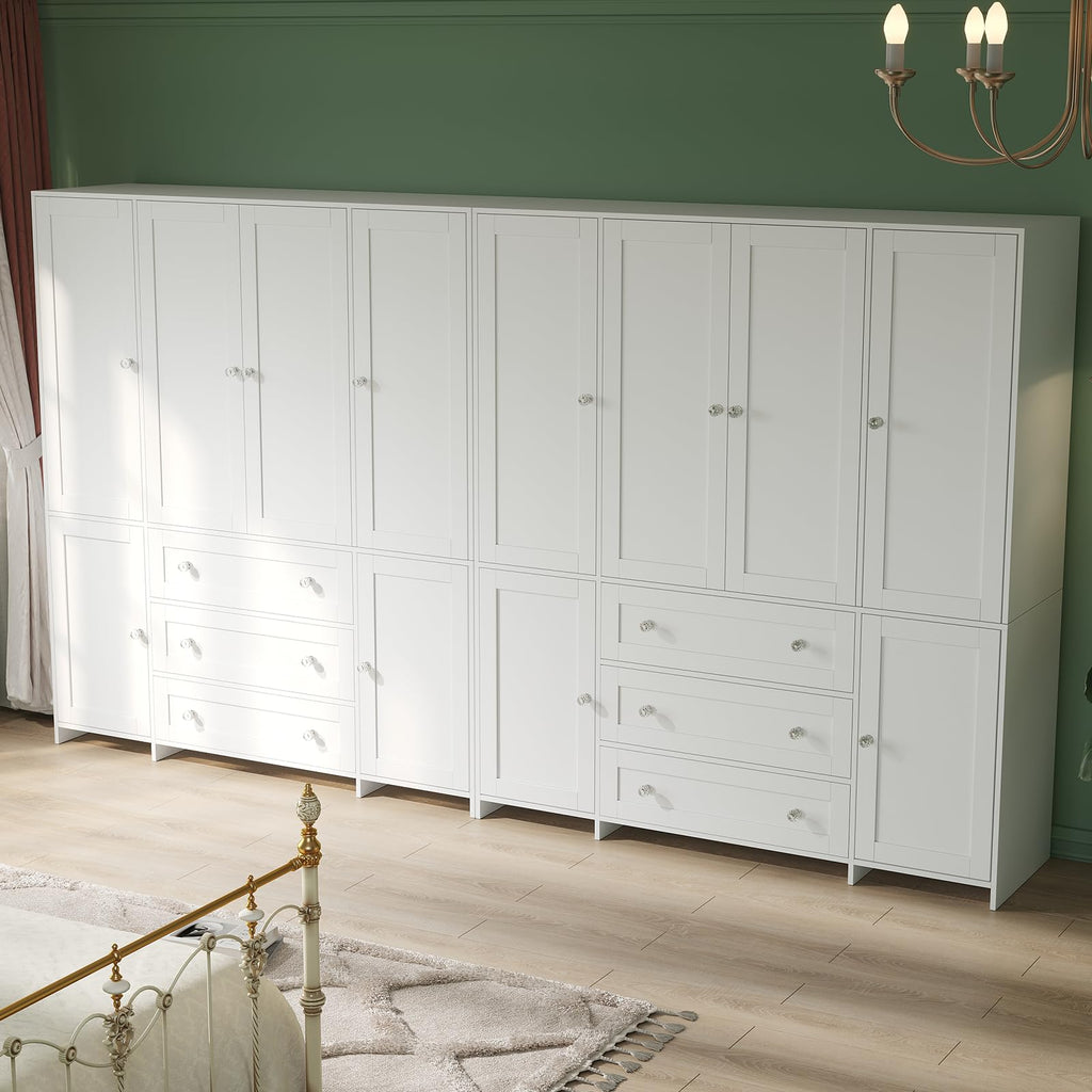 Wardrobe Closet with Drawers and Mirror