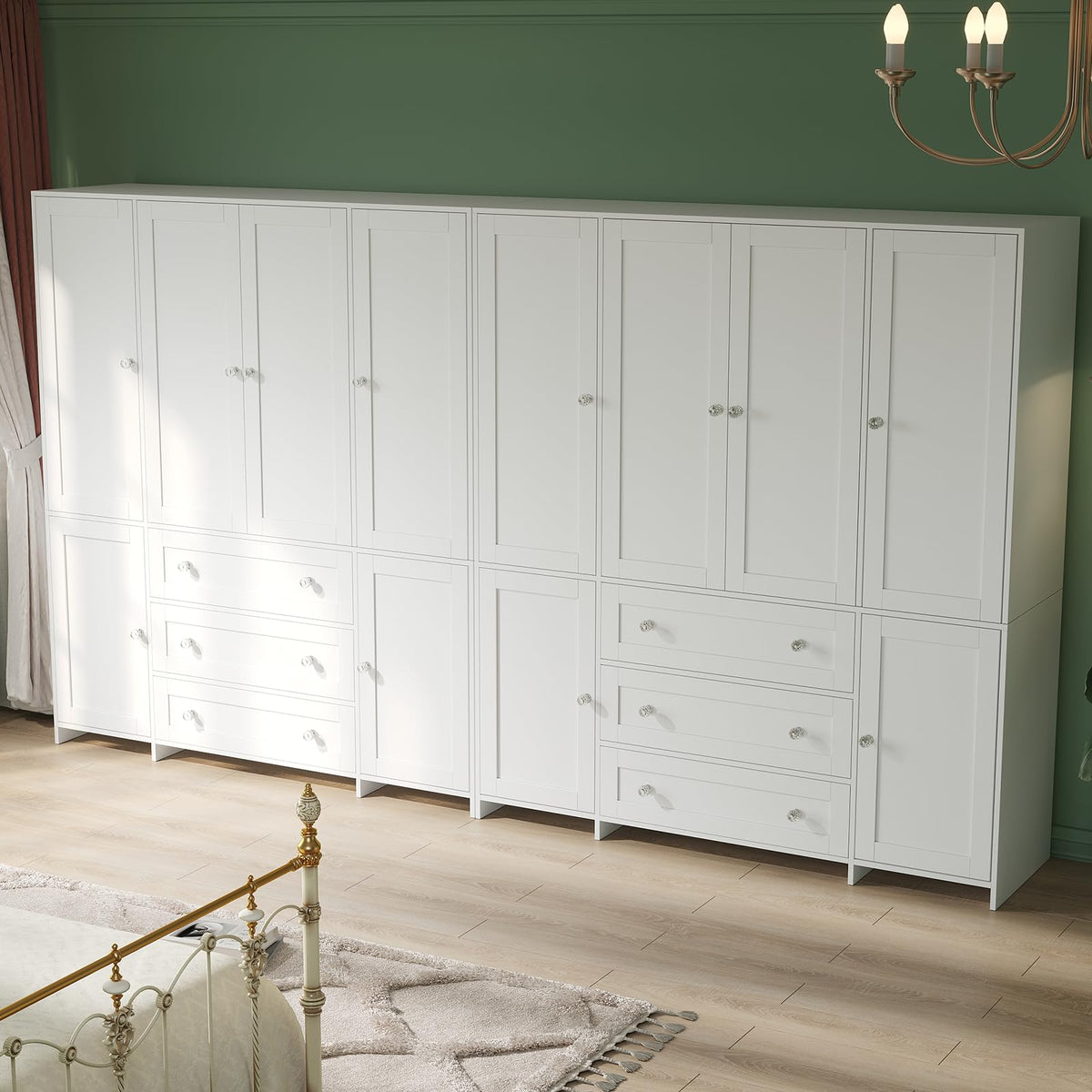Wardrobe Closet with Drawers and Mirror