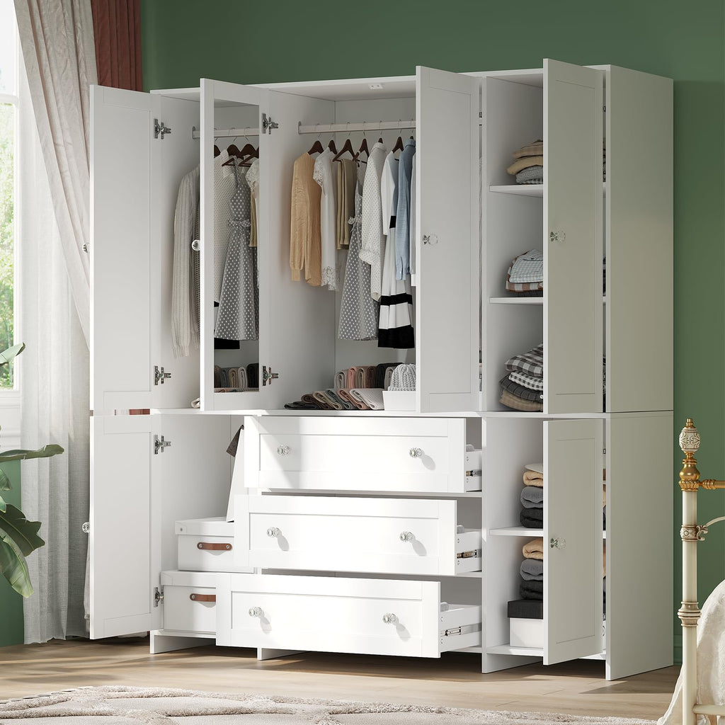 Wardrobe Closet with Drawers and Mirror