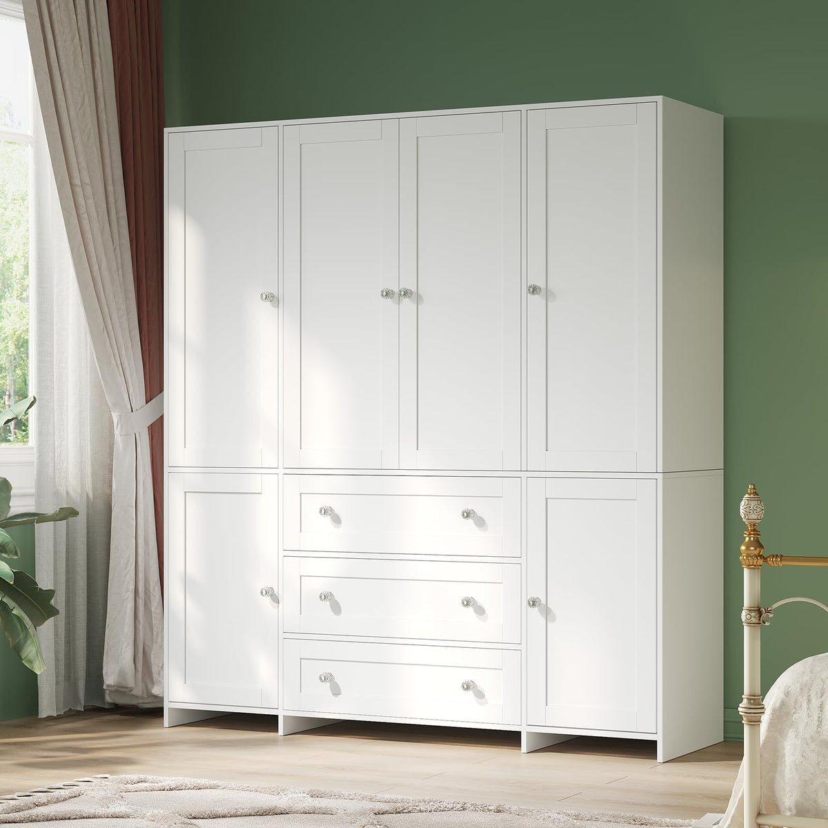 Wardrobe Closet with Drawers and Mirror