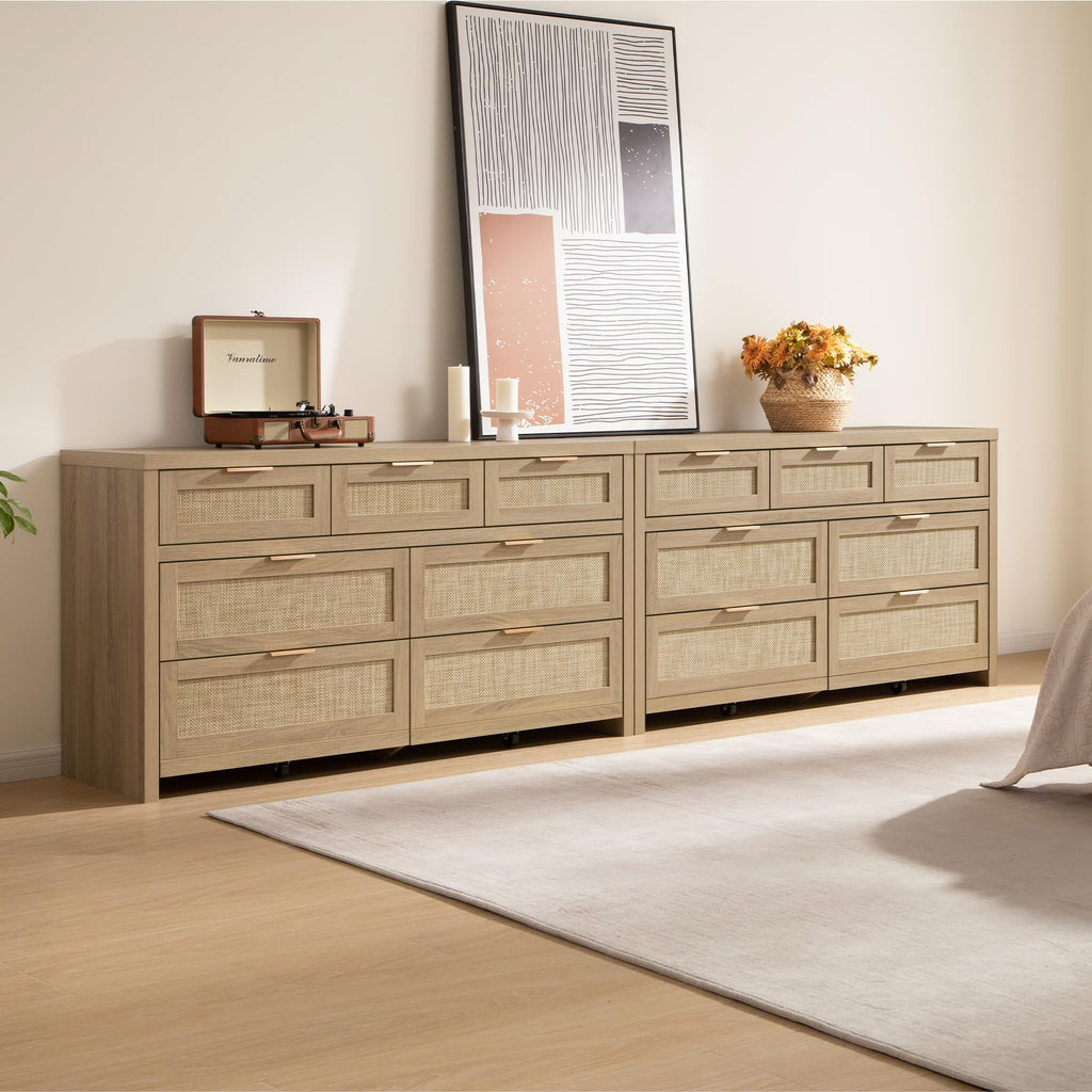 7 Drawer Rattan Dresser