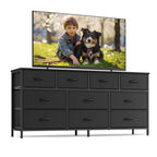 Wide Dresser with 10 Fabric Drawers