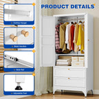 71" Tall Metal Wardrobe