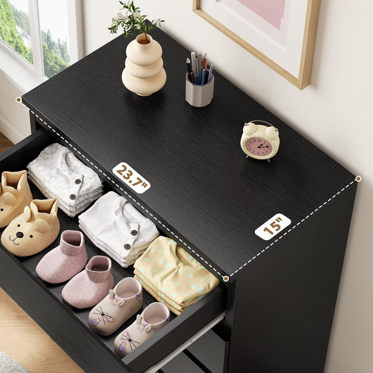 Black 5 Drawer Dresser