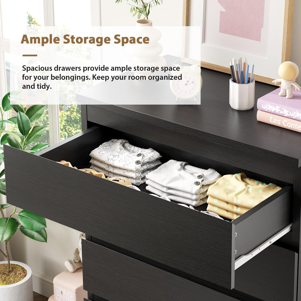 Black 5 Drawer Dresser