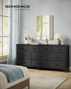 Wide Dresser with 10 Fabric Drawers