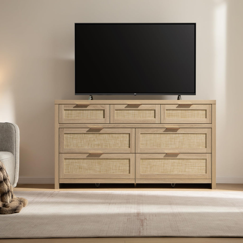 7 Drawer Rattan Dresser