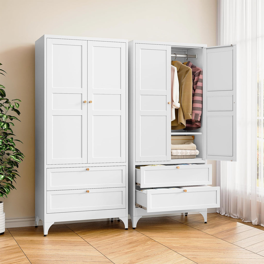 71" Tall Metal Wardrobe