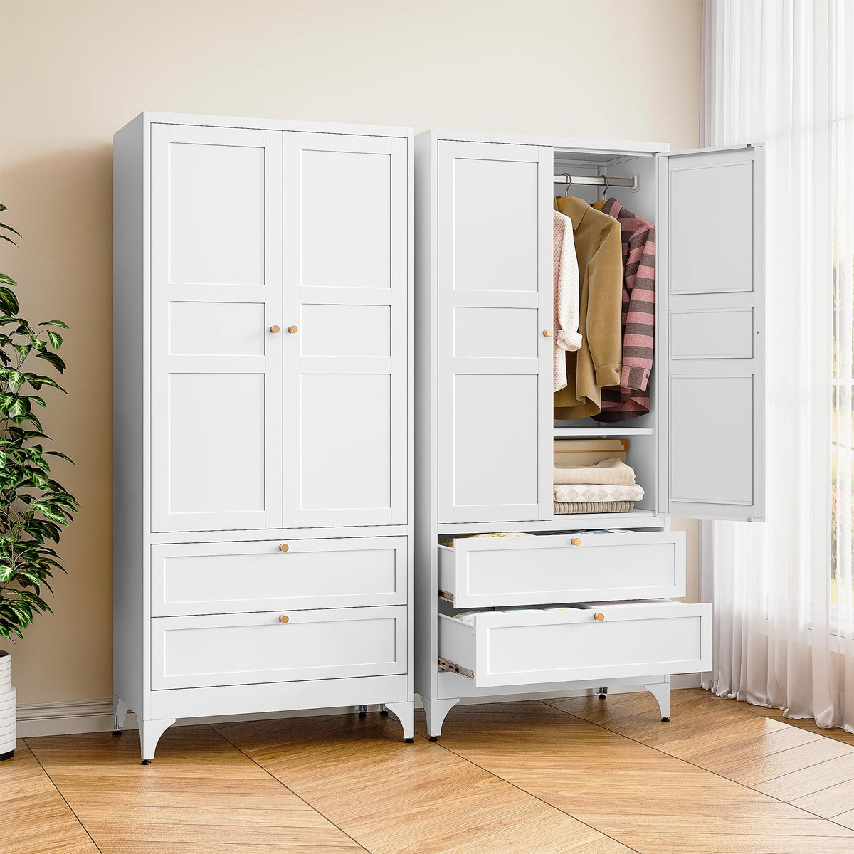 71" Tall Metal Wardrobe