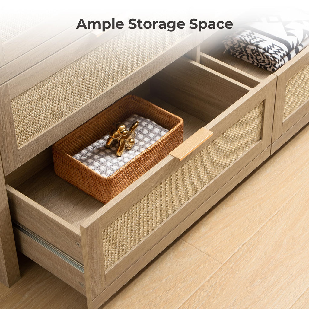 7 Drawer Rattan Dresser